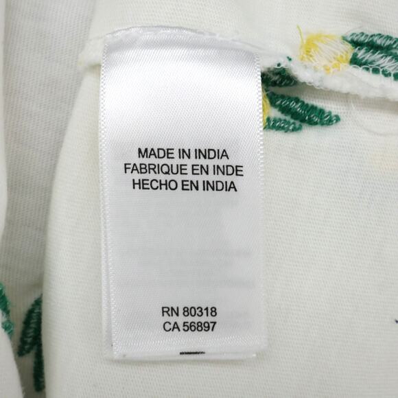 Lucky Brand Top Womens Large White Cotton Embroidered Lemons T-shirt Novelty - Picture 12 of 15